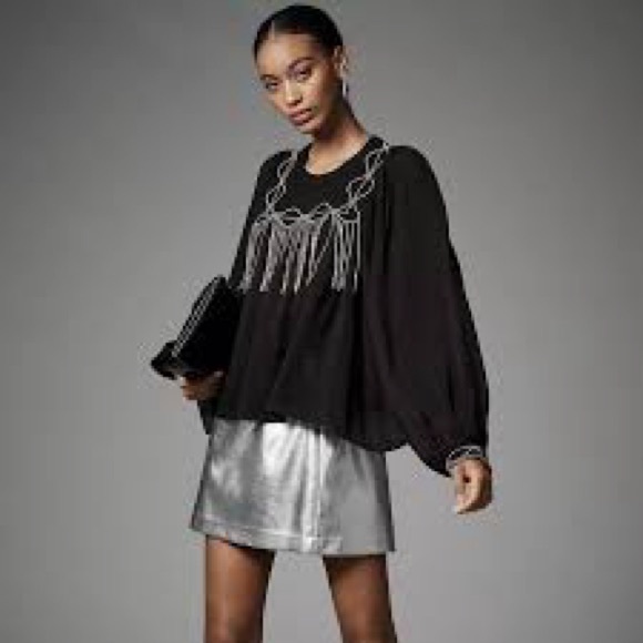 Anthropologie Ollari Rhinestone-Embellished Blouse - Picture 2 of 10